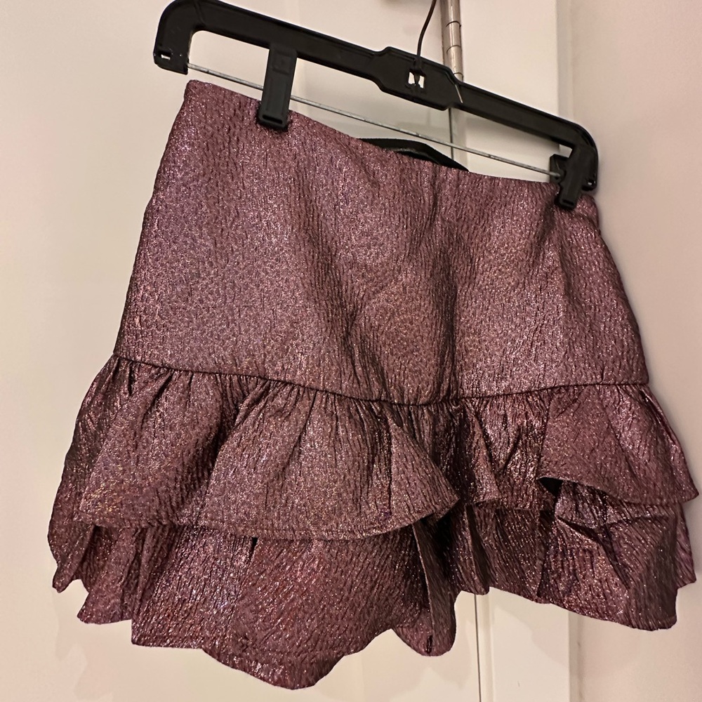 Zara Pink Bubble Mini Skirt Ruffled High-Low